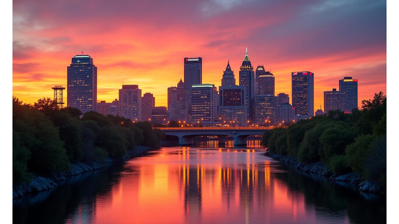Vibrant Austin skyline at sunset with the Congress Avenue bridge in the foreground, signifying community and connection.