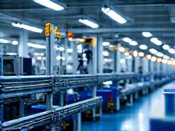 Manufacturing robot arm on an assembly line, symbolizing manufacturing and distribution.