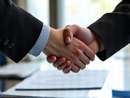 People shaking hands over a business contract, symbolizing professional services and partnerships.