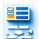Abstract icon of a search bar and a flow chart, representing machine learning assisted prior art search.