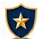Stylized icon of a shield with a star or custom logo, representing trademark protection and brand strength.