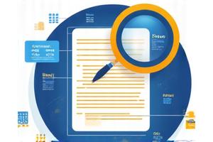 Illustration of a magnifying glass over a digital contract, symbolizing AI-driven contract analysis and risk assessment