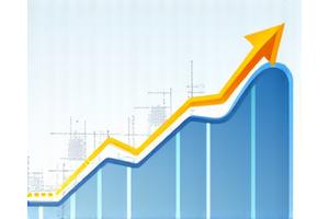 Illustration of a graph trending upwards with a forecast line, symbolizing predictive legal analytics and outcome modeling