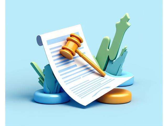 Stylized icon of a gavel striking a document with a positive graph, representing successful settlement