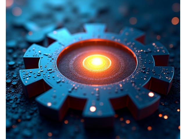Abstract image of interlocking gears and tech lines, symbolizing intellectual property defense