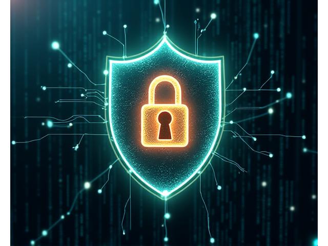Digital representation of intellectual property rights with a padlock icon
