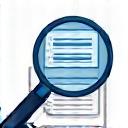 Icon of magnifying glass over documents for due diligence