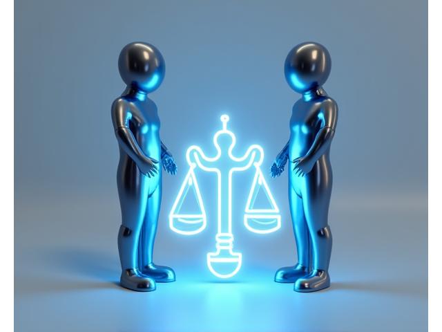Conceptual image representing client rights and responsibilities, with scales of justice and human figures.